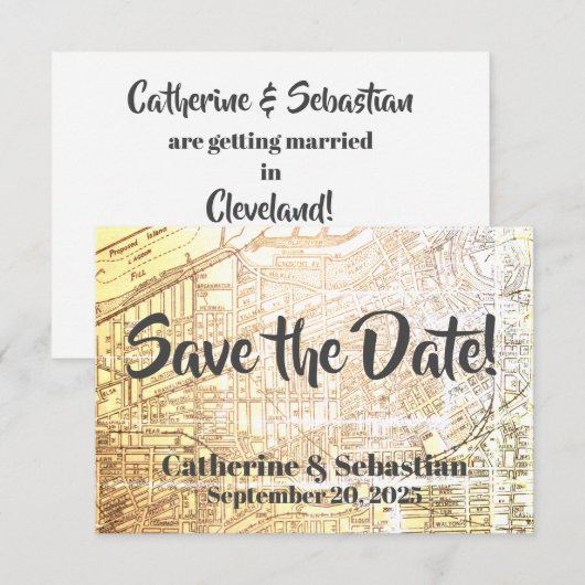 Cleveland, OH Oude kaart (Voorkant / Achterkant)