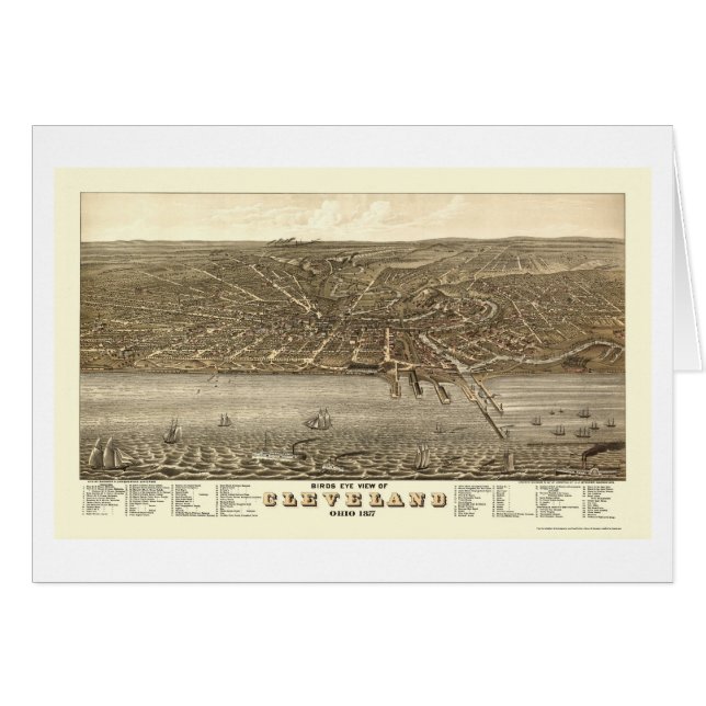 Cleveland, OH Panoramic Map - 1877 (Voorkant Horizontaal)