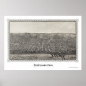 Cleveland, OH Panoramic Map - 1887 Poster (Voorkant)