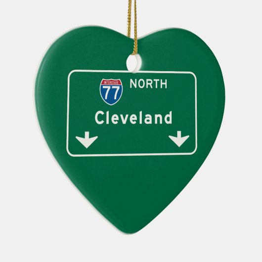 Cleveland, OH Road Sign Keramisch Ornament (Rechts)