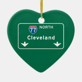 Cleveland, OH Road Sign Keramisch Ornament
