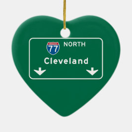 Cleveland, OH Road Sign Keramisch Ornament