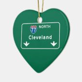 Cleveland, OH Road Sign Keramisch Ornament (Links)