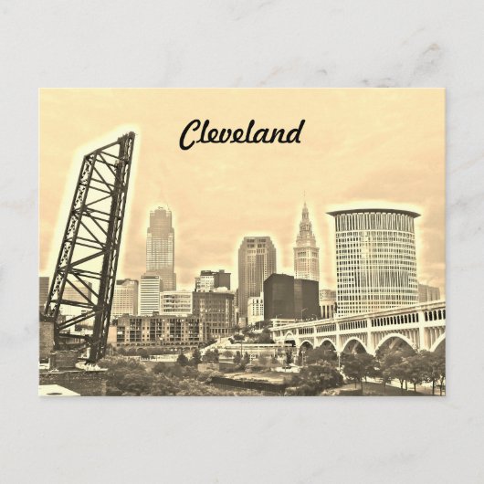 Cleveland,OH Sepia River Uitzicht Briefkaart (Voorkant)
