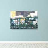 Cleveland OH TKO Cityscape B/W Canvas Print (Insitu (Houten vloer))