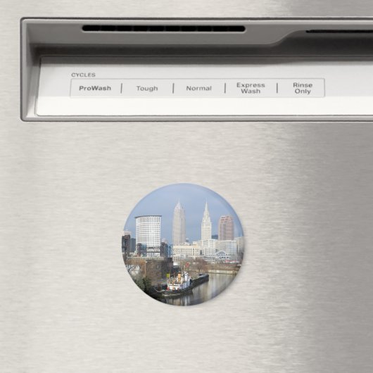 Cleveland OH (Uitzicht met sleepboot) Magneet (Insitu (Vaatwasser))