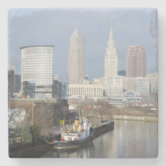 Cleveland OH Uitzicht Stone Onderzetter (Voorkant)