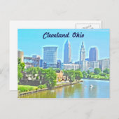 Cleveland,OH Uitzicht (verfeffect) Briefkaart (Voorkant / Achterkant)