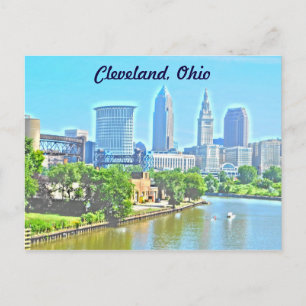 Cleveland,OH Uitzicht (verfeffect) Briefkaart