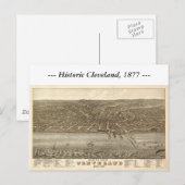 Cleveland Ohio 1877 Map Briefkaart (Voorkant / Achterkant)