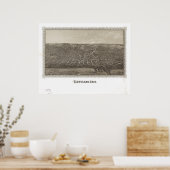 Cleveland Ohio 1887 Antiek Panoramische Kaart Poster (Keuken)