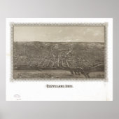 Cleveland Ohio 1887 Antiek Panoramische Kaart Poster (Voorkant)