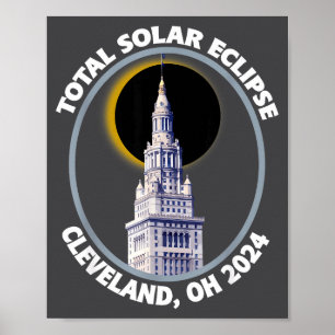 Cleveland Ohio 2024 Totale Zonsverduistering Pad V Poster