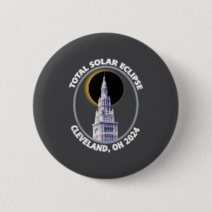Cleveland Ohio 2024 Totale Zonsverduistering Pad V Ronde Button 5,7 Cm