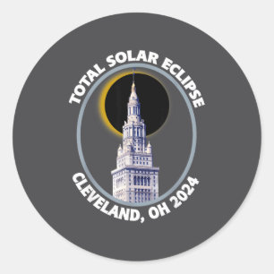 Cleveland Ohio 2024 Totale Zonsverduistering Pad V Ronde Sticker