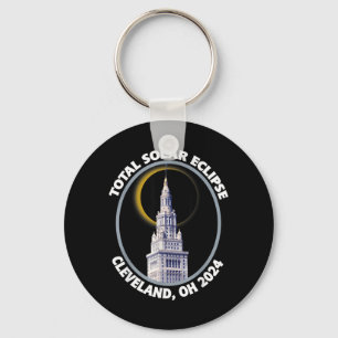 Cleveland Ohio 2024 Totale Zonsverduistering Pad v Sleutelhanger