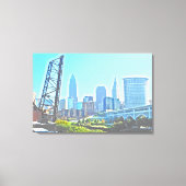Cleveland, Ohio Blue Morning Skyline Canvas Afdruk (Voorkant)