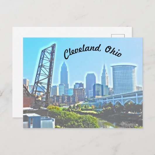 Cleveland, Ohio Blue Riverview Briefkaart (Voorkant / Achterkant)
