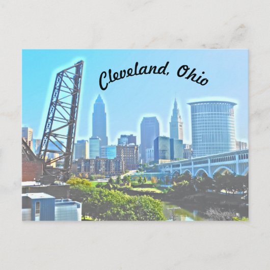 Cleveland, Ohio Blue Riverview Briefkaart (Voorkant)
