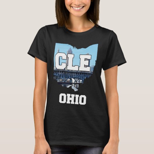 Cleveland Ohio City Skyline T-shirt (Voorkant)