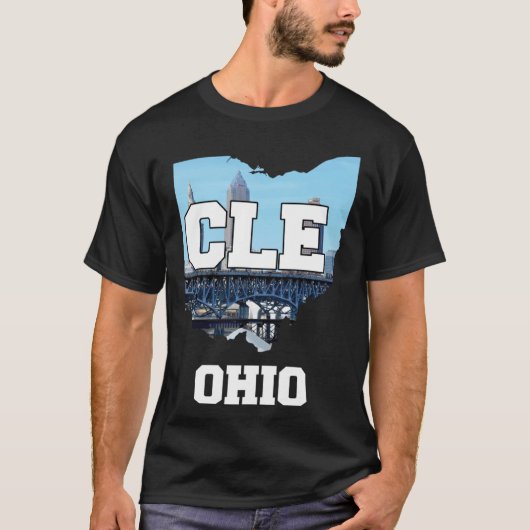 Cleveland Ohio City Skyline T-shirt (Voorkant)