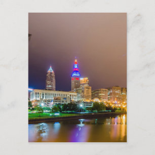 Cleveland Ohio City skyline van het centrum Briefkaart