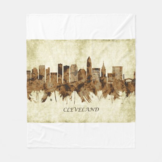 Cleveland Ohio Cityscape Fleece Deken (Voorkant)