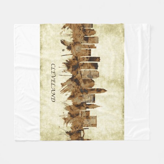 Cleveland Ohio Cityscape Fleece Deken (Voorkant (Horizontaal))