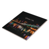 Cleveland, Ohio cityscape, met de vermelding: Tegeltje (Zijkant)