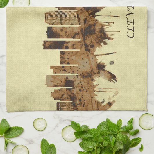 Cleveland Ohio Cityscape Theedoek (Gevouwen)