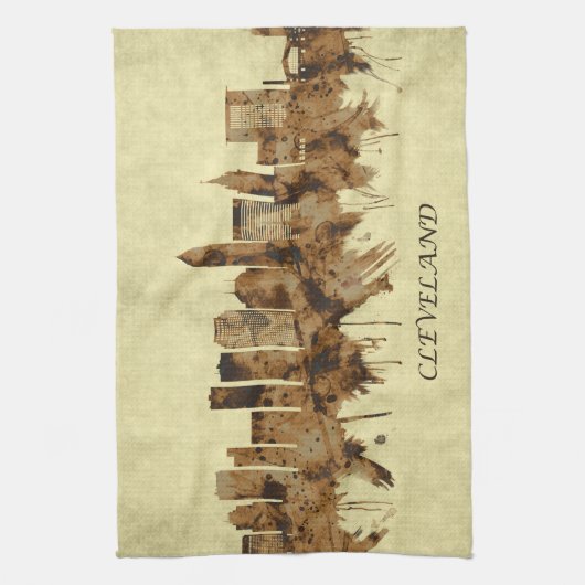 Cleveland Ohio Cityscape Theedoek (Verticaal)