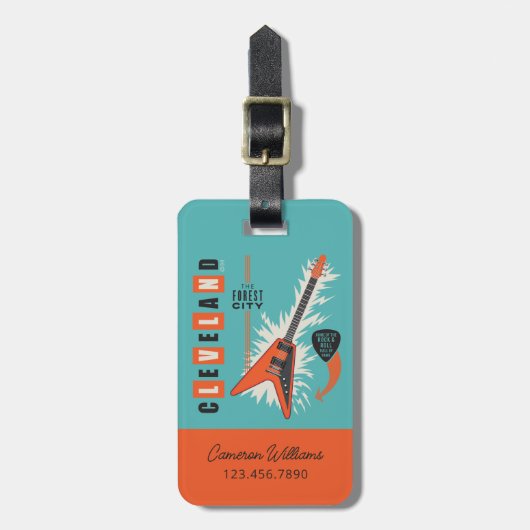 Cleveland Ohio | Elektrische gitaar Bagagelabel (Voorkant verticaal)