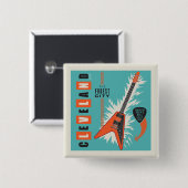 Cleveland Ohio | Elektrische gitaar Vierkante Button 5,1 Cm (Voorkant /achterkant)