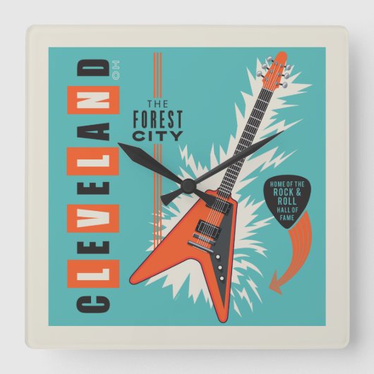 Cleveland Ohio | Elektrische gitaar Vierkante Klok (Voorkant)