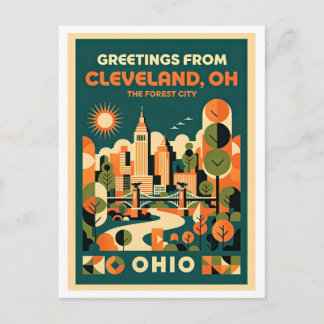 Cleveland Ohio Forest City Retro Reis Briefkaart
