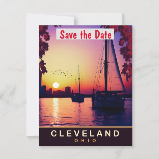 Cleveland Ohio Haven Zeilboot Trouw Uitnodiging (Voorkant)
