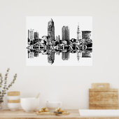 Cleveland, Ohio in zwart-wit Poster (Keuken)
