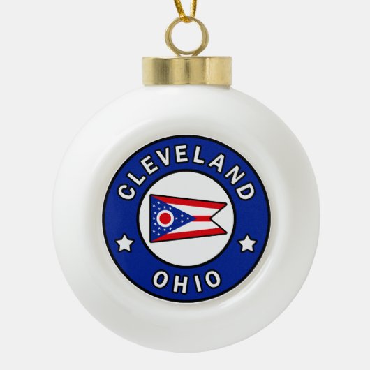 Cleveland Ohio Keramische Bal Ornament (Voorkant)