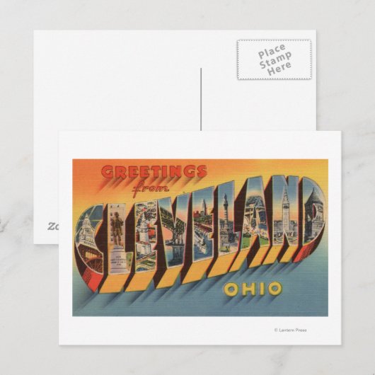 Cleveland, Ohio - Large Letter Scenes 2 Briefkaart (Voorkant / Achterkant)