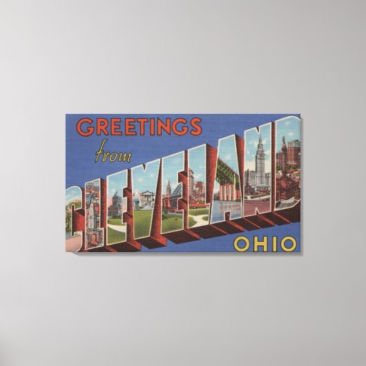 Cleveland, Ohio - Large Letter Scenes 3 Canvas Afdruk (Voorkant)
