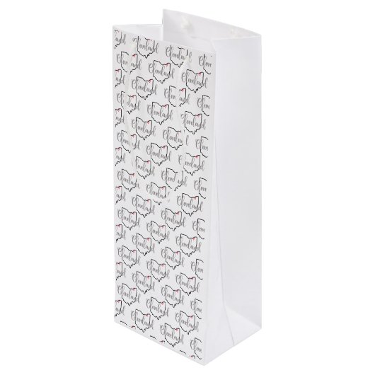 Cleveland Ohio Love Wijn Cadeautas (Achterkant Gekanteld)