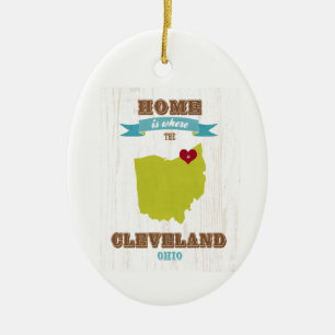Cleveland, Ohio Map - Home is waar het hart ligt Keramisch Ornament