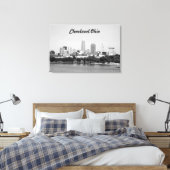 Cleveland Ohio Meerzicht zwart-wit canvasprint Canvas Afdruk (Insitu (Slaapkamer))