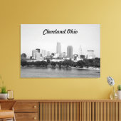 Cleveland Ohio Meerzicht zwart-wit canvasprint Canvas Afdruk (Insitu (Woonkamer))