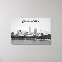 Cleveland Ohio Meerzicht zwart-wit canvasprint