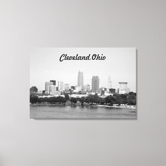 Cleveland Ohio Meerzicht zwart-wit canvasprint Canvas Afdruk (Voorkant)