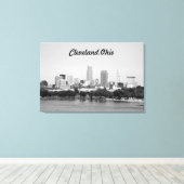 Cleveland Ohio Meerzicht zwart-wit canvasprint Canvas Afdruk (Insitu (Houten vloer))