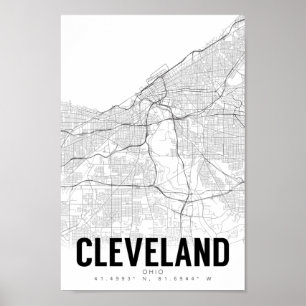 Cleveland Ohio Minimalist Map Art Poster