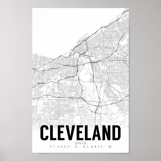 Cleveland Ohio Minimalist Map Art Poster (Voorkant)