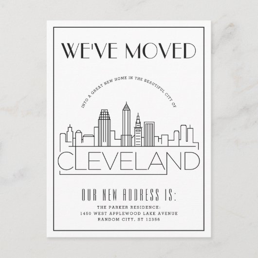 Cleveland, Ohio Modern Deco | Adreswijziging Aankondigingskaart (Voorkant)